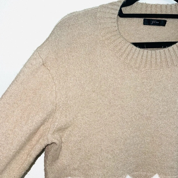 J. Crew Tan & White Wool Blend Fair Isle Knit Pullover Sweater Large Women’s - Picture 3 of 11